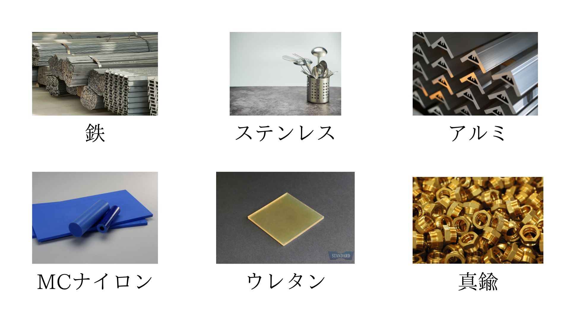 
Tako ironworksの対応可能な素材